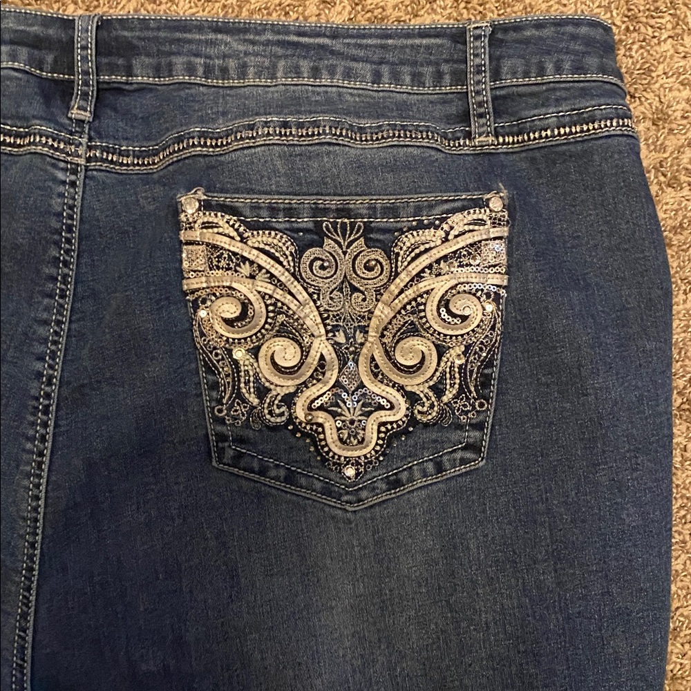 Cato 1946 Denim Embellished Cropped Jeans 28W - Picture 10 of 10